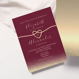 Elegante Invitación de Boda Burgundy Dorado