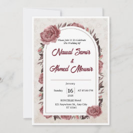 Elegante Invitación de Boda Burgundy Rosa Polvorie