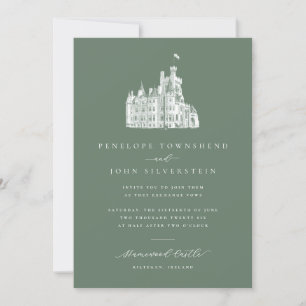 Elegante Invitación de Boda Castillo Verde Menta I