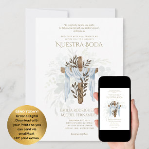Elegante Invitación De Boda Católica Bilingüe