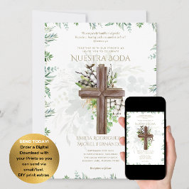 Elegante Invitación De Boda Católica Bilingüe Inv
