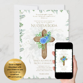 Elegante Invitación De Boda Católica Bilingüe Inv