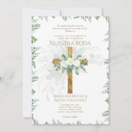 Elegante Invitación De Boda Católica Bilingüe Inv