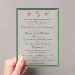 Elegante Invitación de Boda Católica de Dos Corazo