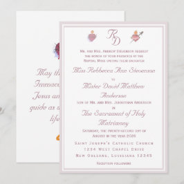 Elegante Invitación de Boda Católica de Dos Corazo