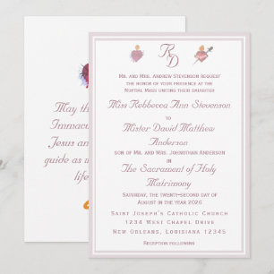 Elegante Invitación de Boda Católica de Dos Corazo