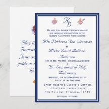 Elegante Invitación de Boda Católica de Dos Corazo