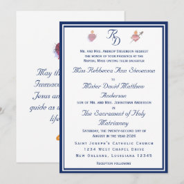 Elegante Invitación de Boda Católica de Dos Corazo