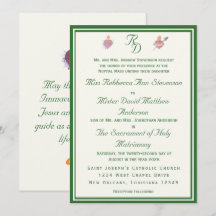 Elegante Invitación de Boda Católica de Dos Corazo