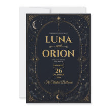 Elegante Invitación de Boda Celestial Oscura