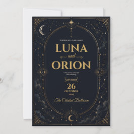 Elegante Invitación de Boda Celestial Oscura