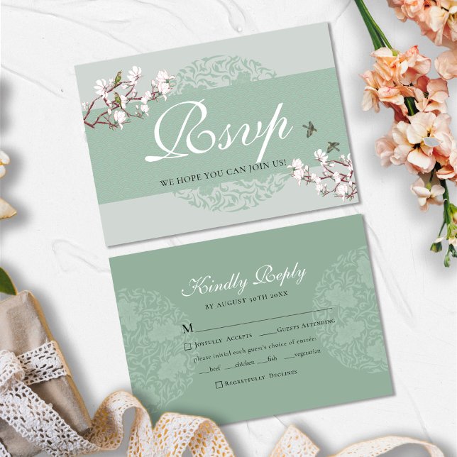 Elegante Invitación de Boda Chic Chinoiserie Verde (Subido por el creador)