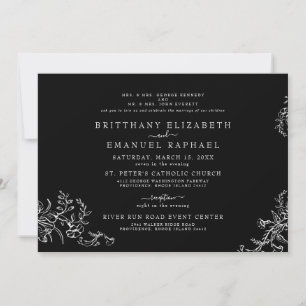 Elegante Invitación de Boda Chinoiserie Negra para