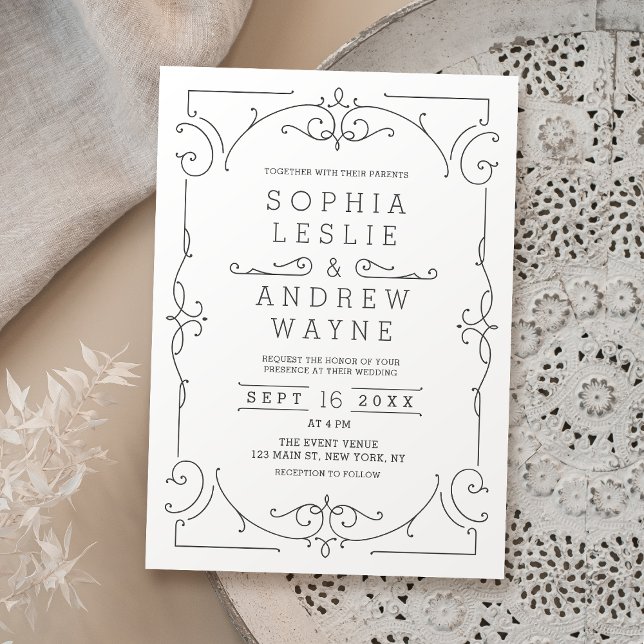 Elegante invitación de boda clásica (Elegant modern classic vintage wedding invitation)