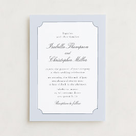 Elegante Invitación de Boda Clásica con Marco Azul