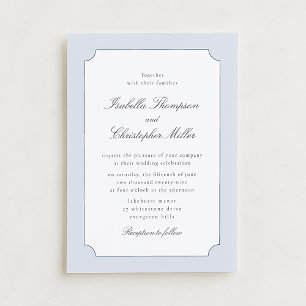Elegante Invitación de Boda Clásica con Marco Azul