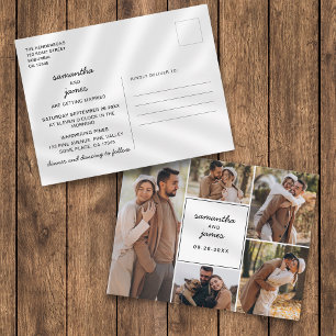 Elegante invitación de boda con 5 fotos