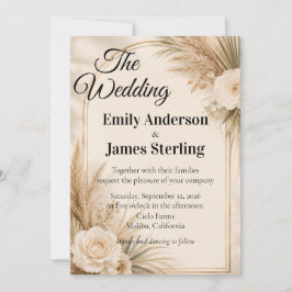 Elegante Invitación de Boda con Acuarela de Eucali