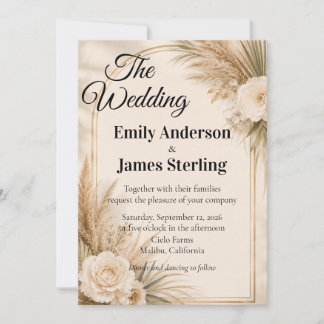 Elegante Invitación de Boda con Acuarela de Eucali