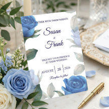 Elegante Invitación de Boda con Acuarela de Rosas 