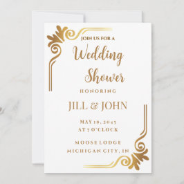 Elegante Invitación de Boda con Adornos de Oro