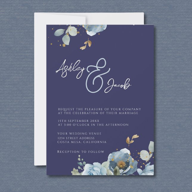 Elegante Invitación de Boda con Ampersand Floral A (Subido por el creador)