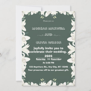 Elegante Invitación de Boda con Borde de Lirios