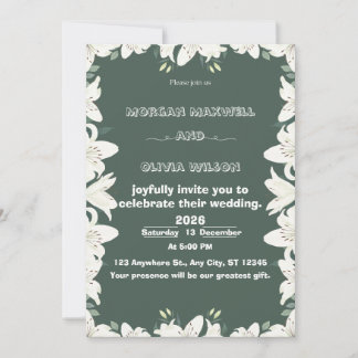 Elegante Invitación de Boda con Borde de Lirios