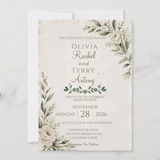 Elegante Invitación de Boda con Borde Deckle Botán