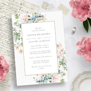 Elegante Invitación de Boda con Borde Floral de Ac