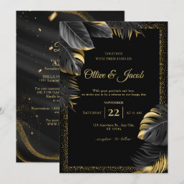 Elegante Invitación de Boda con Caligrafía en Negr