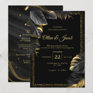 Elegante Invitación de Boda con Caligrafía en Negr