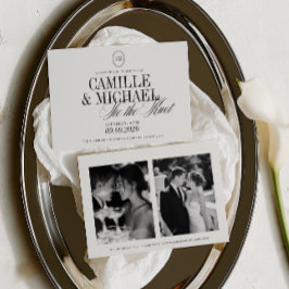 Elegante Invitación de Boda con Caligrafía y 2 Fot
