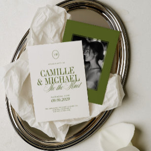Elegante Invitación de Boda con Caligrafía y Foto