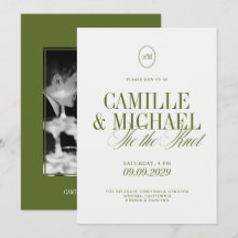 Elegante Invitación de Boda con Caligrafía y Foto