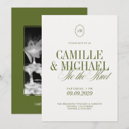 Elegante Invitación de Boda con Caligrafía y Foto