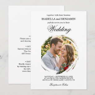 Elegante Invitación de Boda con Círculo de Trazo d
