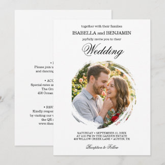 Elegante Invitación de Boda con Círculo de Trazo d