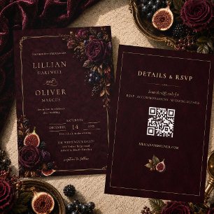 Elegante Invitación de Boda con Código QR de RSVP 