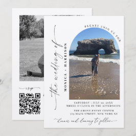 Elegante Invitación de Boda con Código QR en Letra