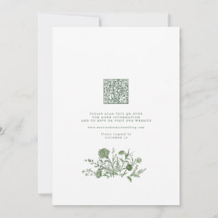 Elegante Invitación de Boda con Código QR Floral V