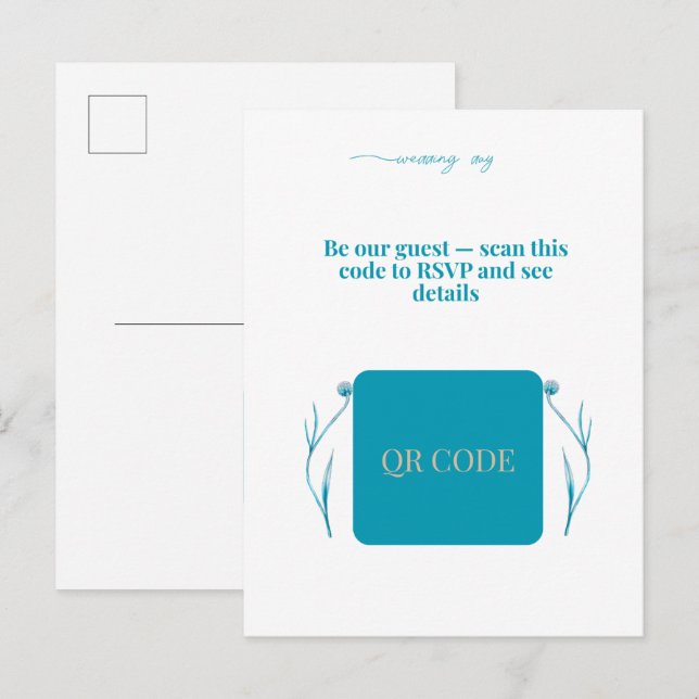 Elegante invitación de boda con código QR Minimali (Anverso / Reverso)