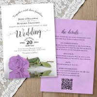 Elegante Invitación de Boda con Código QR Rosa Lil