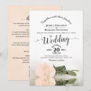 Elegante Invitación de Boda con Código QR Rosa Mel