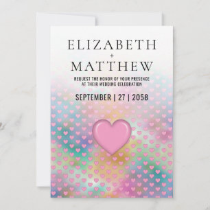 Elegante invitación de boda con corazón rosa