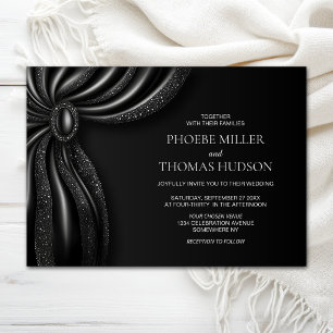 Elegante invitación de boda con cortina negra