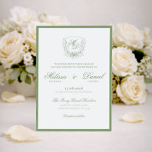 Elegante Invitación de Boda con Cresta Botánica Ve