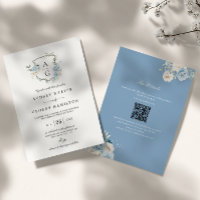 Elegante Invitación de Boda con Cresta Floral Mono