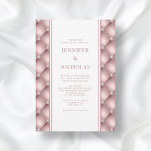 Elegante Invitación de Boda con Diamantes y Rosa D