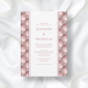 Elegante Invitación de Boda con Diamantes y Rosa D